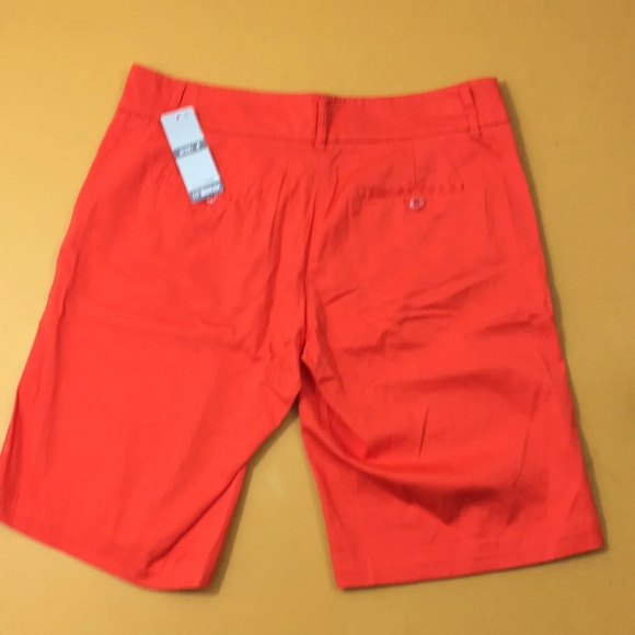 Per Se Orange 11" Bermuda Flat Front Career Shorts - Picture 6 of 11